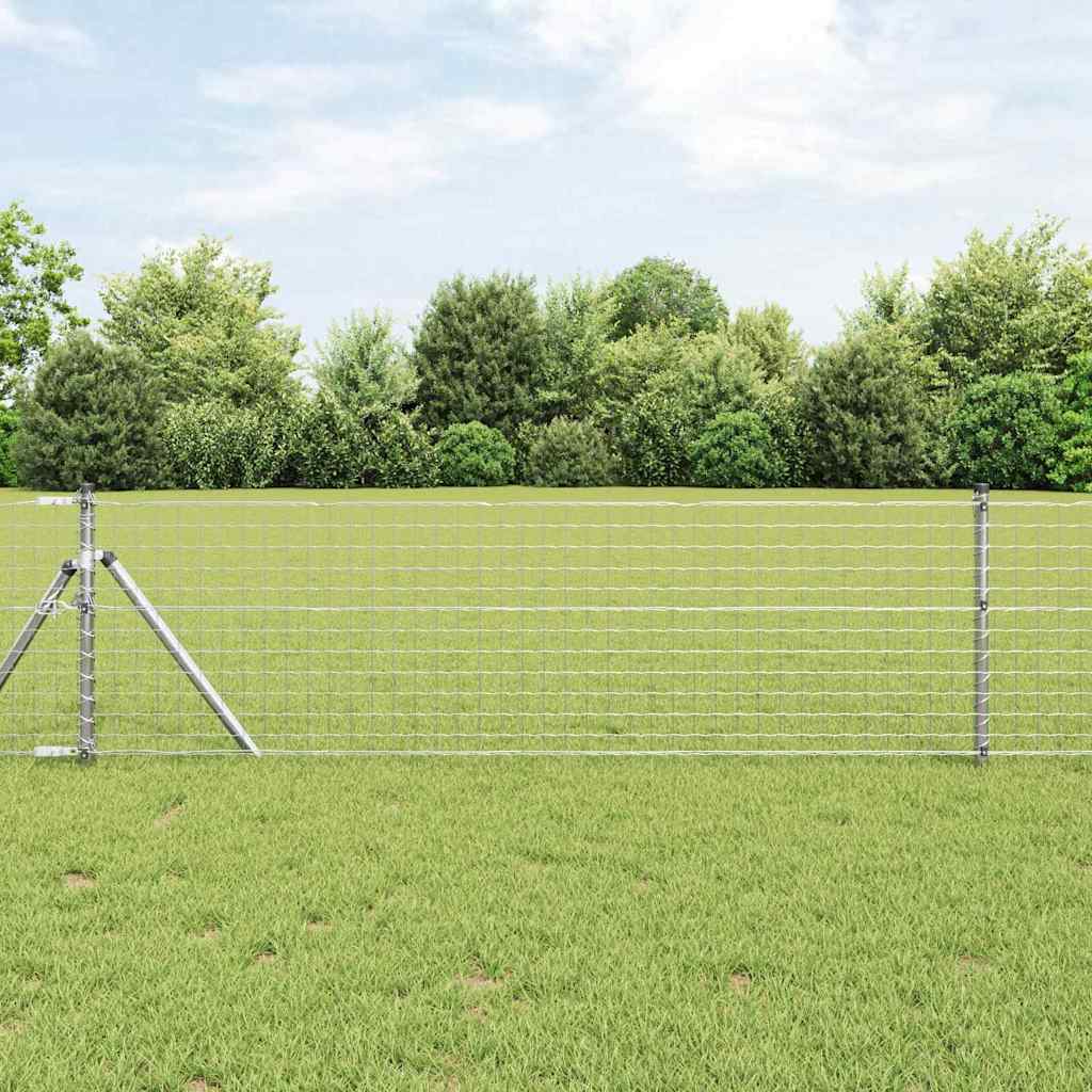 Postes de Cerca 7 pcs Prateado Ø32mm 120 cm Aço galvanizado