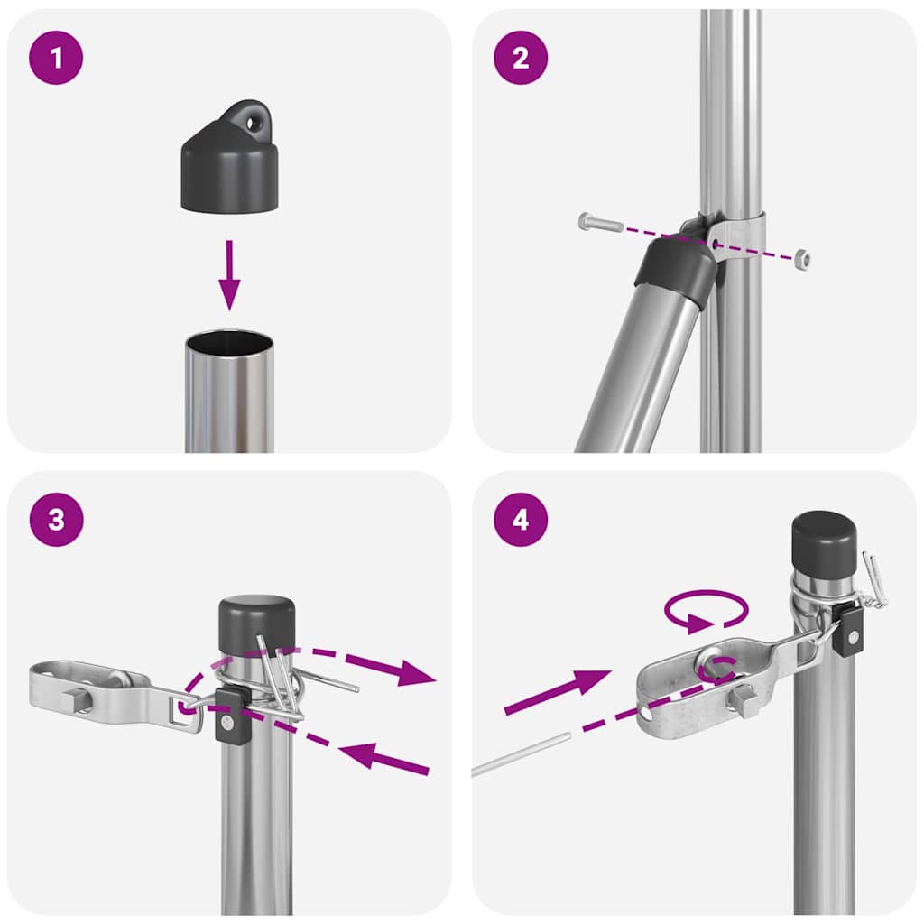 Postes de Cerca 7 pcs Prateado Ø32mm 150 cm Aço galvanizado