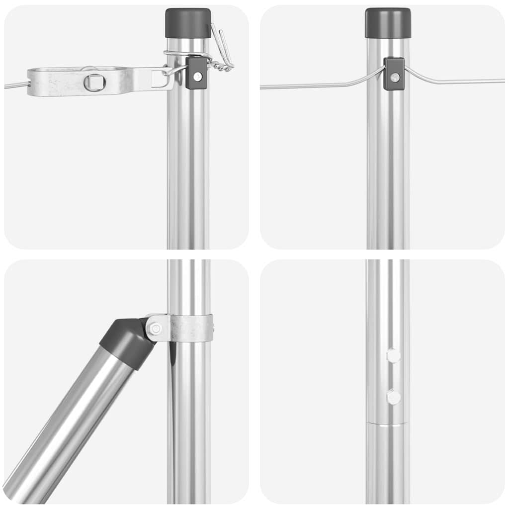 Postes de Cerca 7 pcs Prateado Ø32mm 170 cm Aço galvanizado