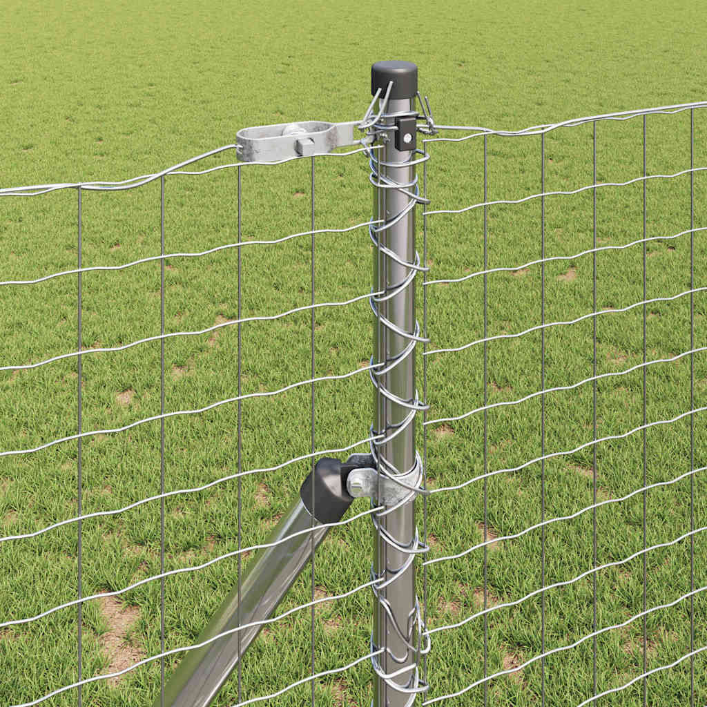 Postes de Cerca 7 pcs Prateado Ø32mm 170 cm Aço galvanizado