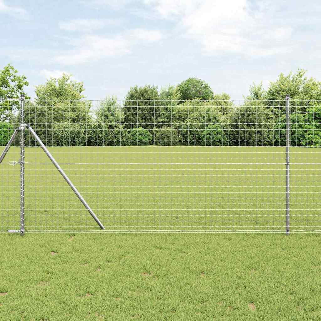 Postes de Cerca 7 pcs Prateado Ø32mm 170 cm Aço galvanizado