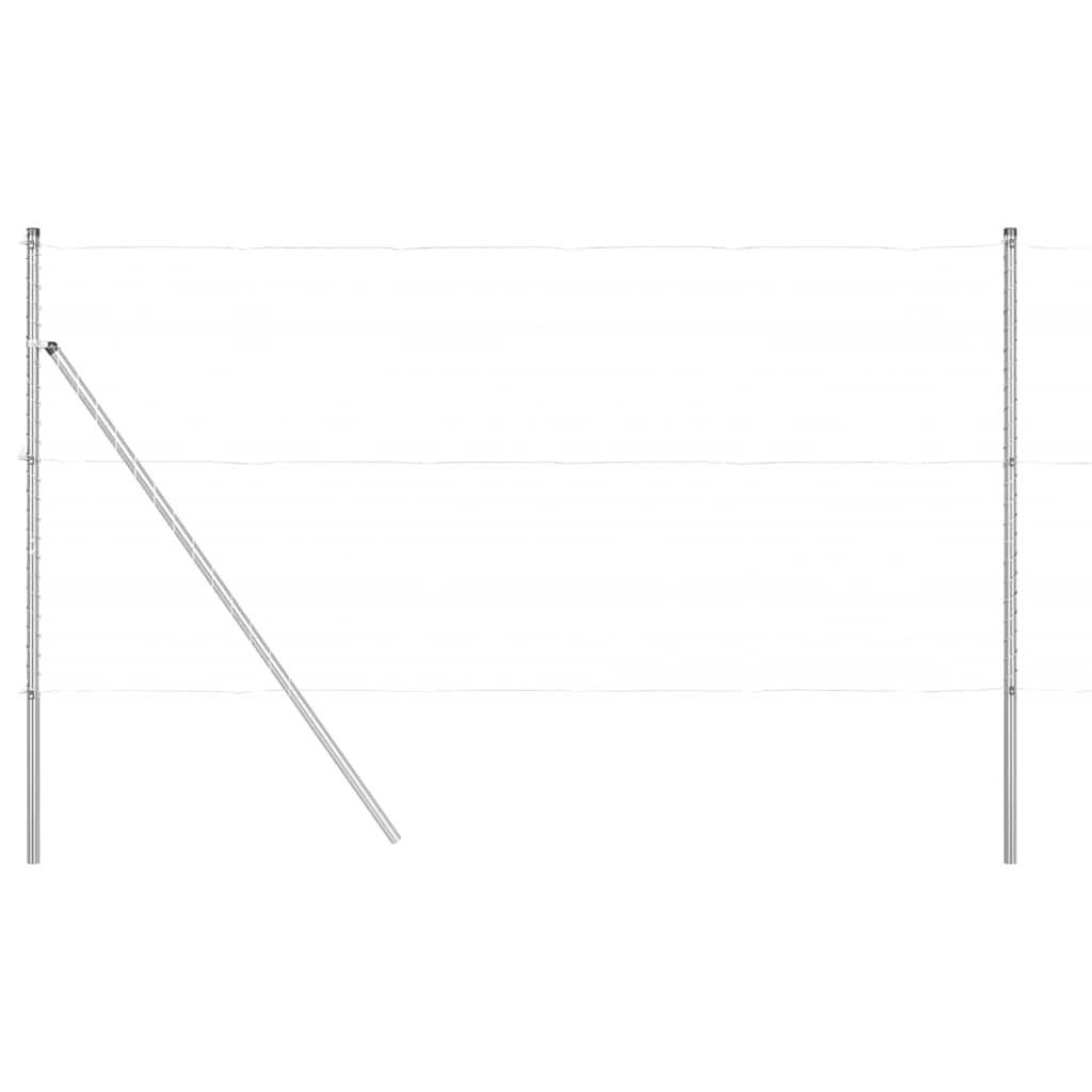 Postes de Cerca 7 pcs Prateado Ø32mm 170 cm Aço galvanizado