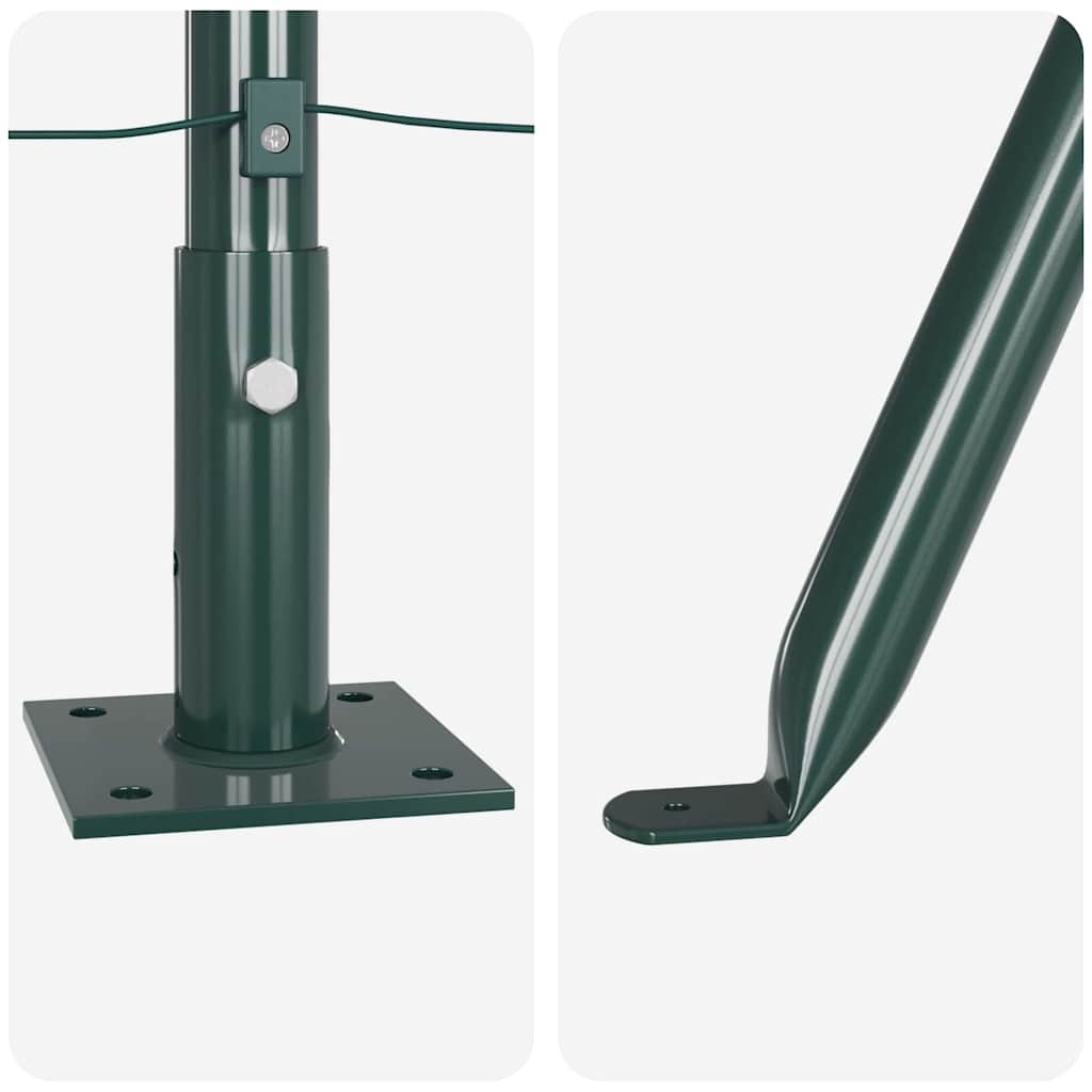 Postes de Cerca Manual 7 pcs Verde Ø32mm 50 cm Aço galvanizado