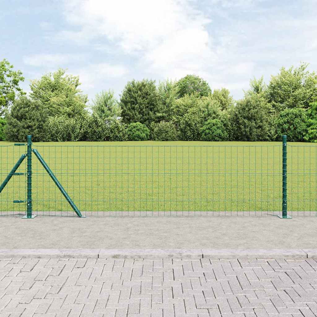 Postes de Cerca Manual 7 pcs Verde Ø32mm 50 cm Aço galvanizado