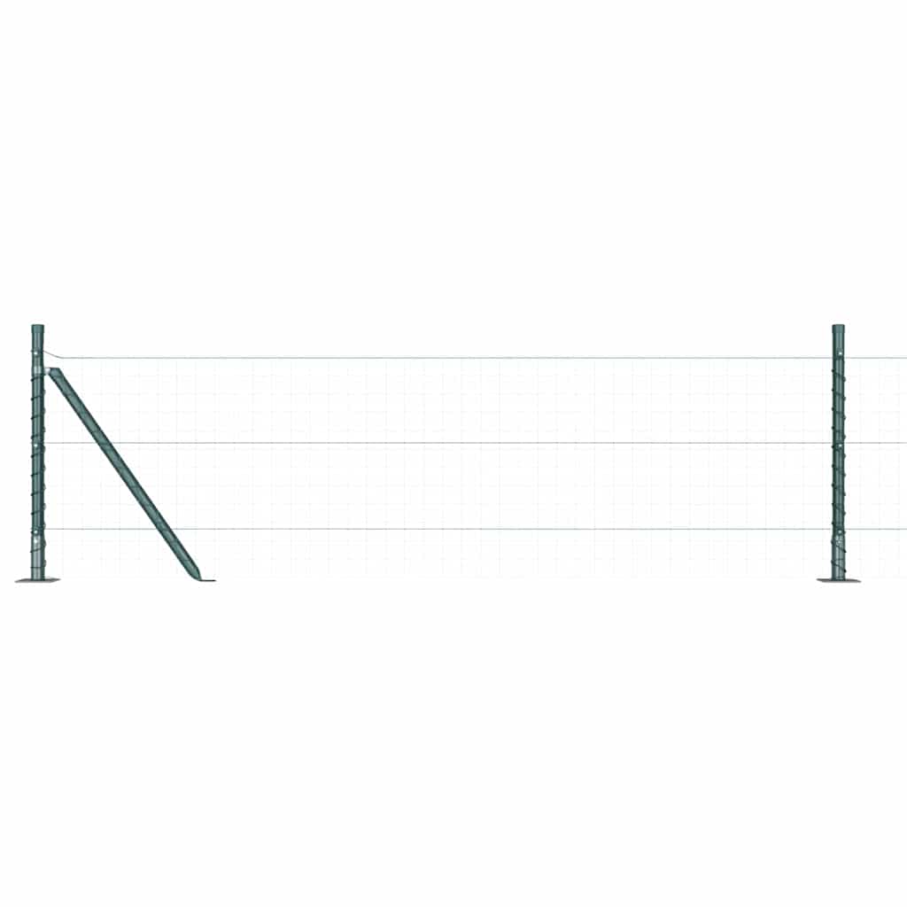 Postes de Cerca Manual 7 pcs Verde Ø32mm 50 cm Aço galvanizado