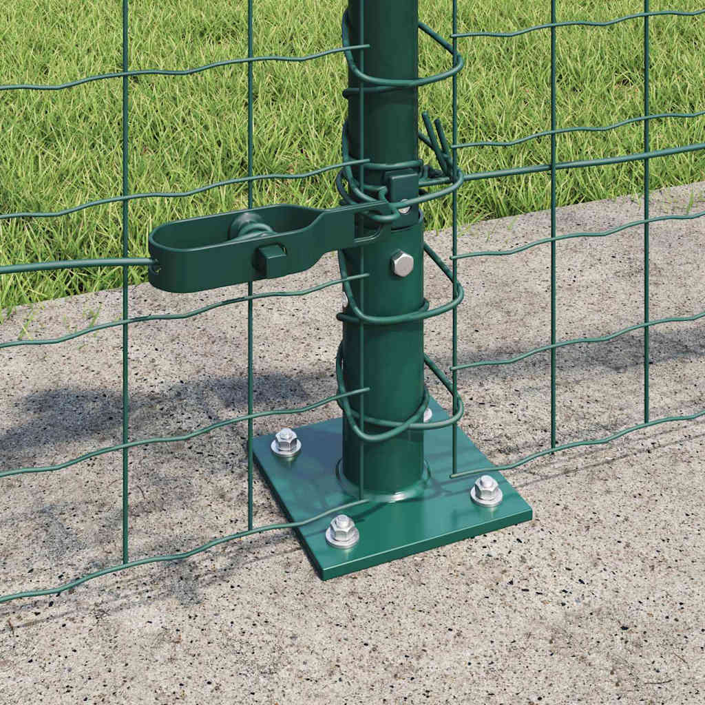 Postes de Cerca Manual 7 pcs Verde Ø32mm 70 cm Aço galvanizado