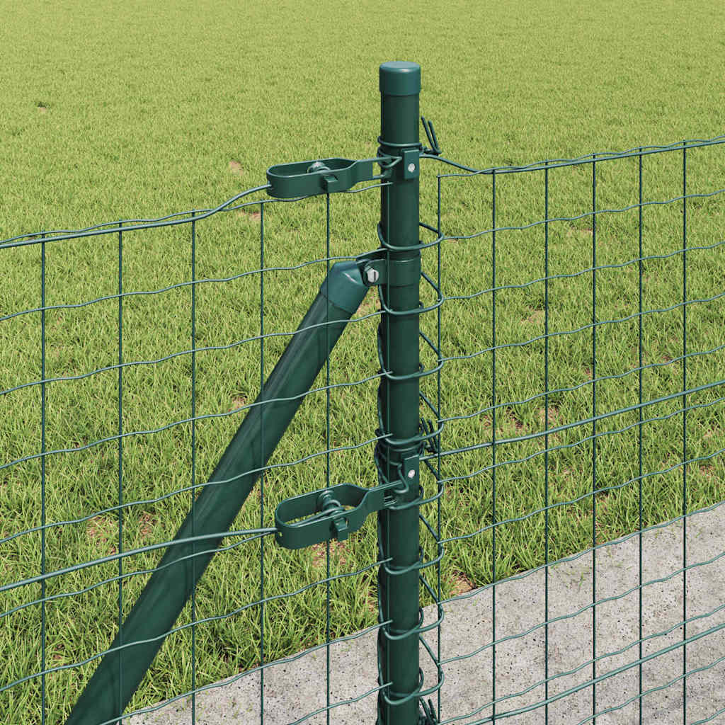 Postes de Cerca Manual 7 pcs Verde Ø32mm 70 cm Aço galvanizado