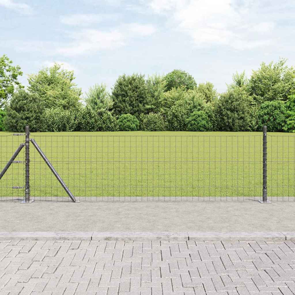 Postes de Cerca 7 pcs Cinzeto Ø32mm 50 cm Aço galvanizado