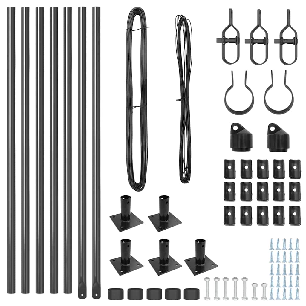 Postes de Cerca 7 pcs Cinzeto Ø32mm 50 cm Aço galvanizado