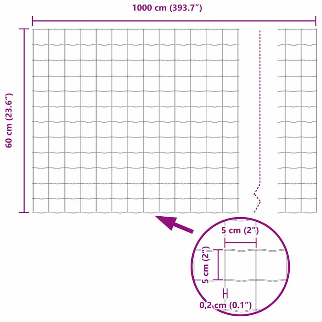 Cerca Euro Prateado 0.6 x 10 m