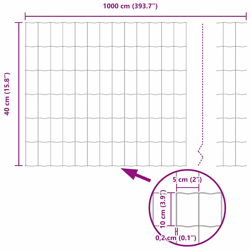 Cerca Euro Prateado 0.4 x 10 m