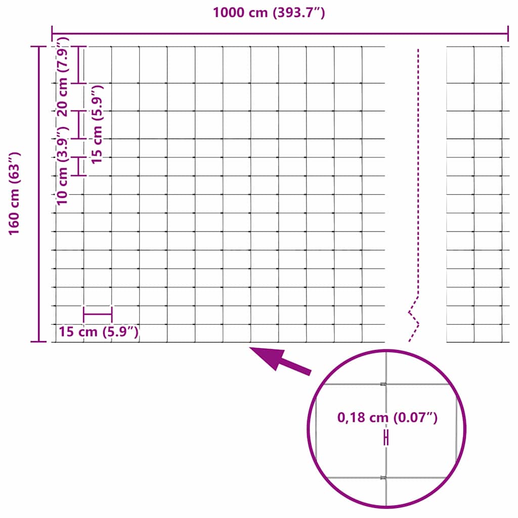 Cerca de campo Cinzeto 1.6 x 10 m Aço