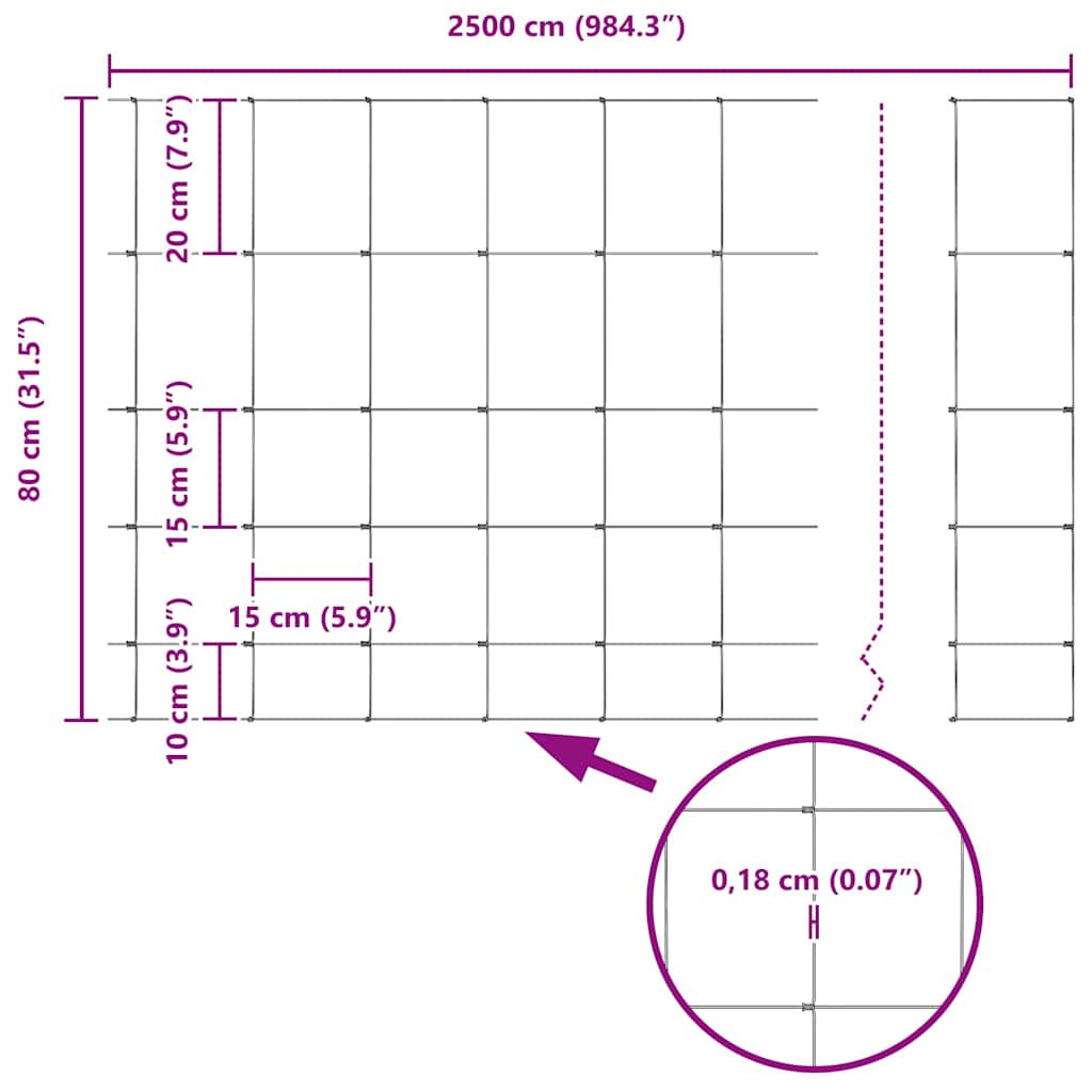 Cerca de campo Prateado 25 x 0.8 m Aço galvanizado