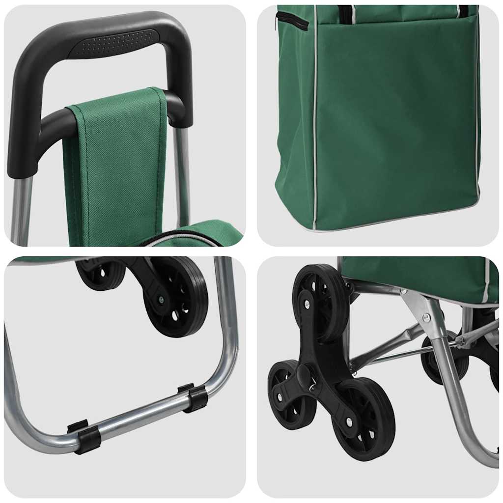 Carrinho de Compras Verde 39,5 x 33 x 93 cm Tecido Oxford
