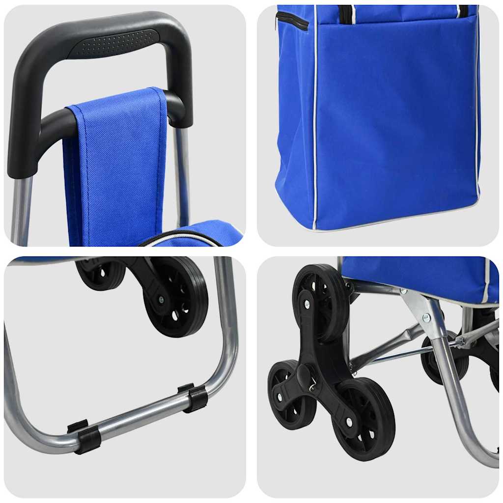 Carrinho de Compras Manual Azul 39,5 x 33 x 93 cm Tecido Oxford