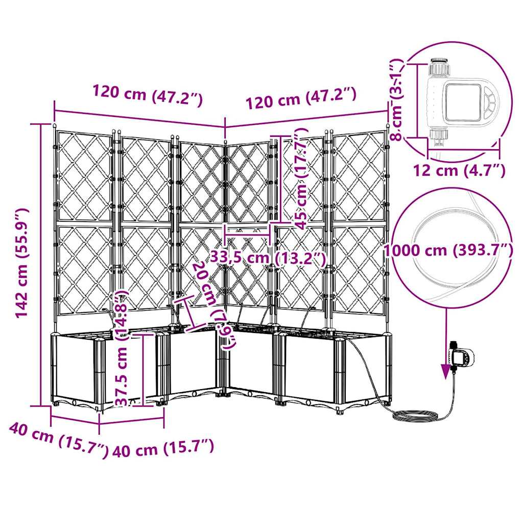 Vasos de Jardim Branco 120 x 120 x 142 cm Aço