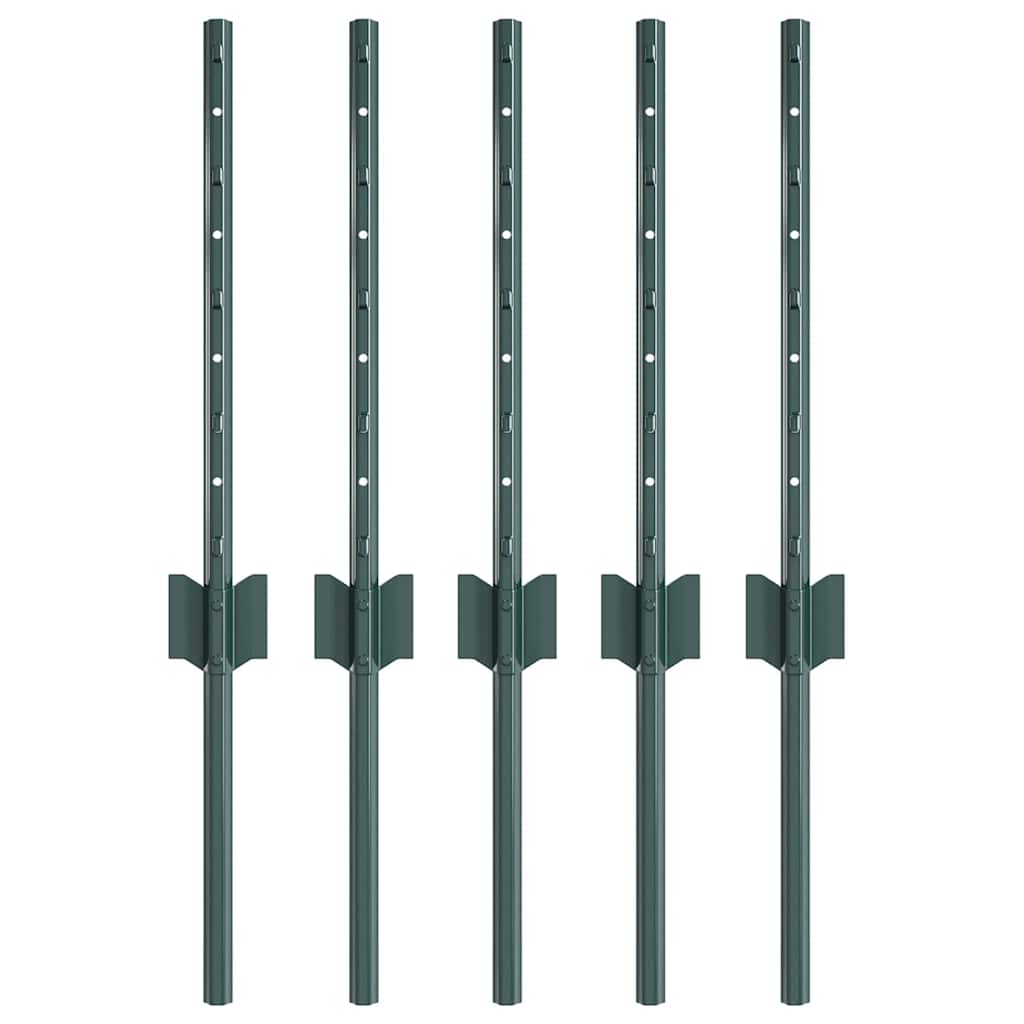 Postes de Cerca 5 pcs Verde 40 cm Aço