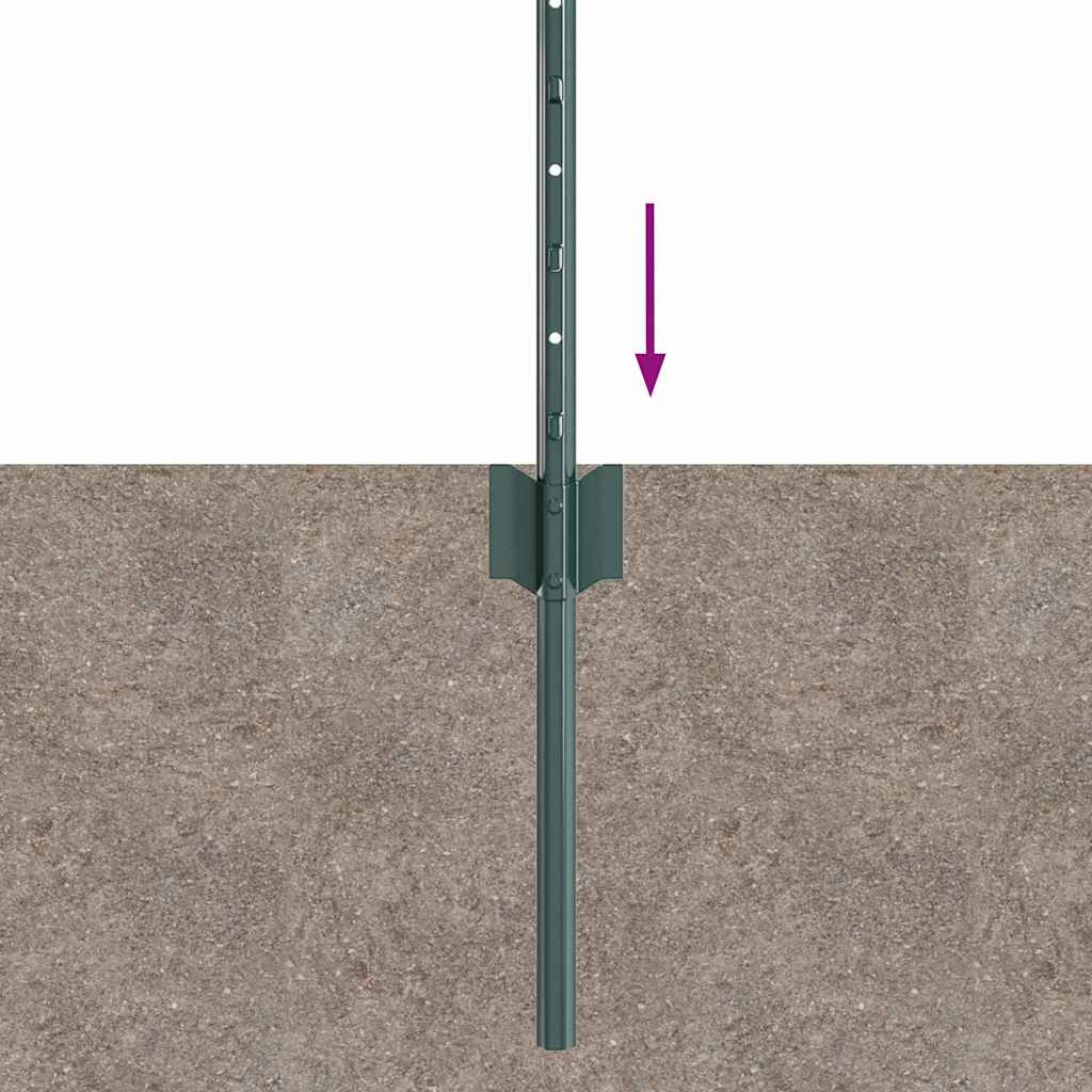 Postes de Cerca 5 pcs Verde 60 cm Aço