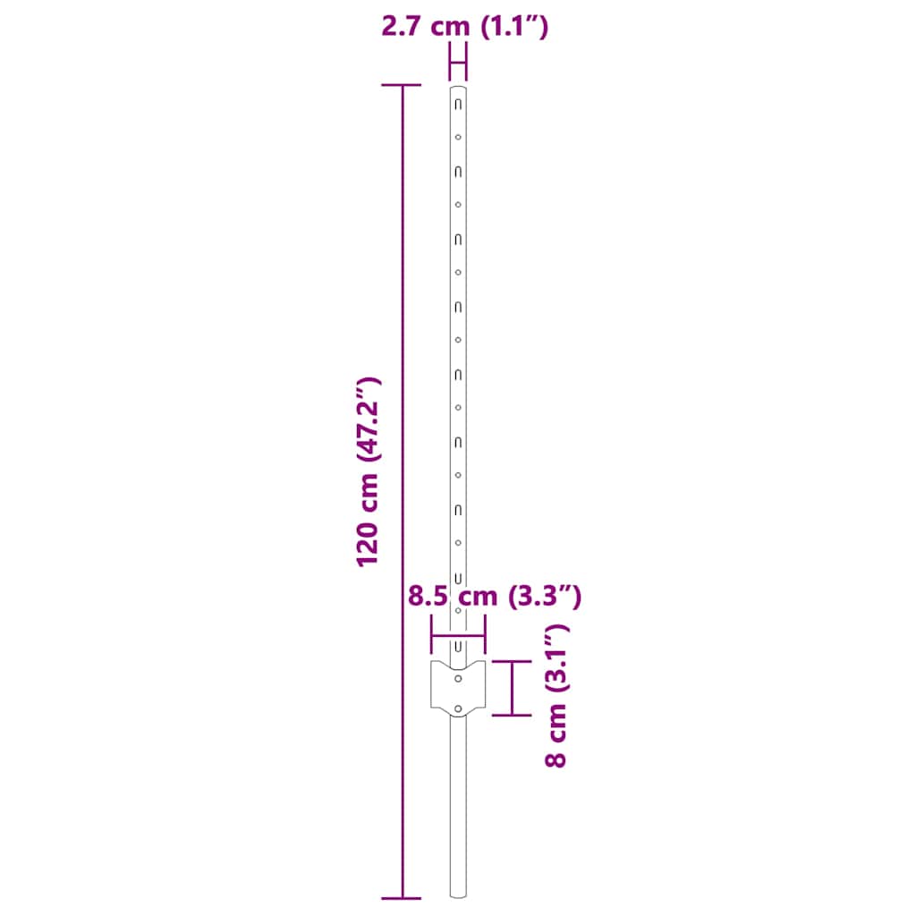 Postes de Cerca 5 pcs Verde 80 cm Aço