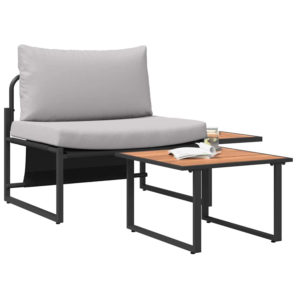 Conjunto de Sofá de Jardim 2 pcs Cinzento-claro Aço