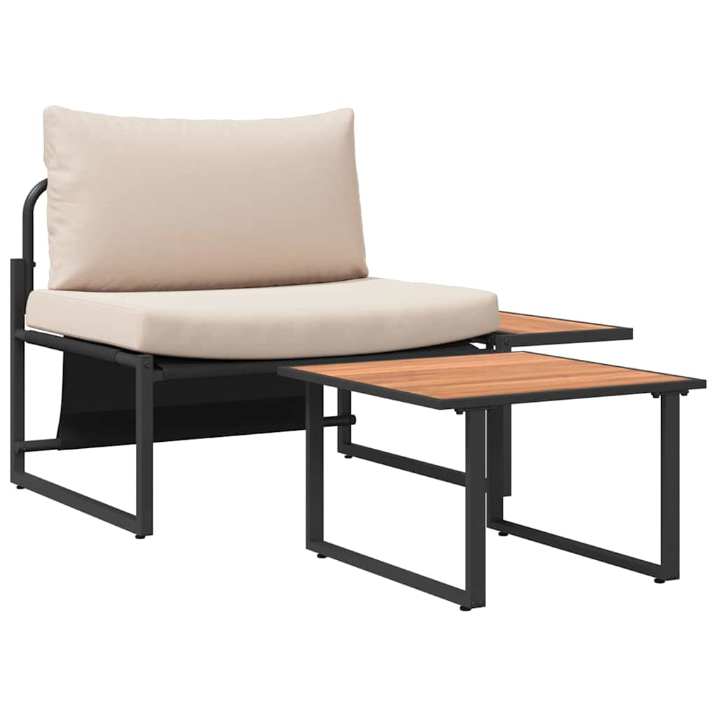 Conjunto de Sofá de Jardim 2 pcs Cinzento-acastanhado Aço