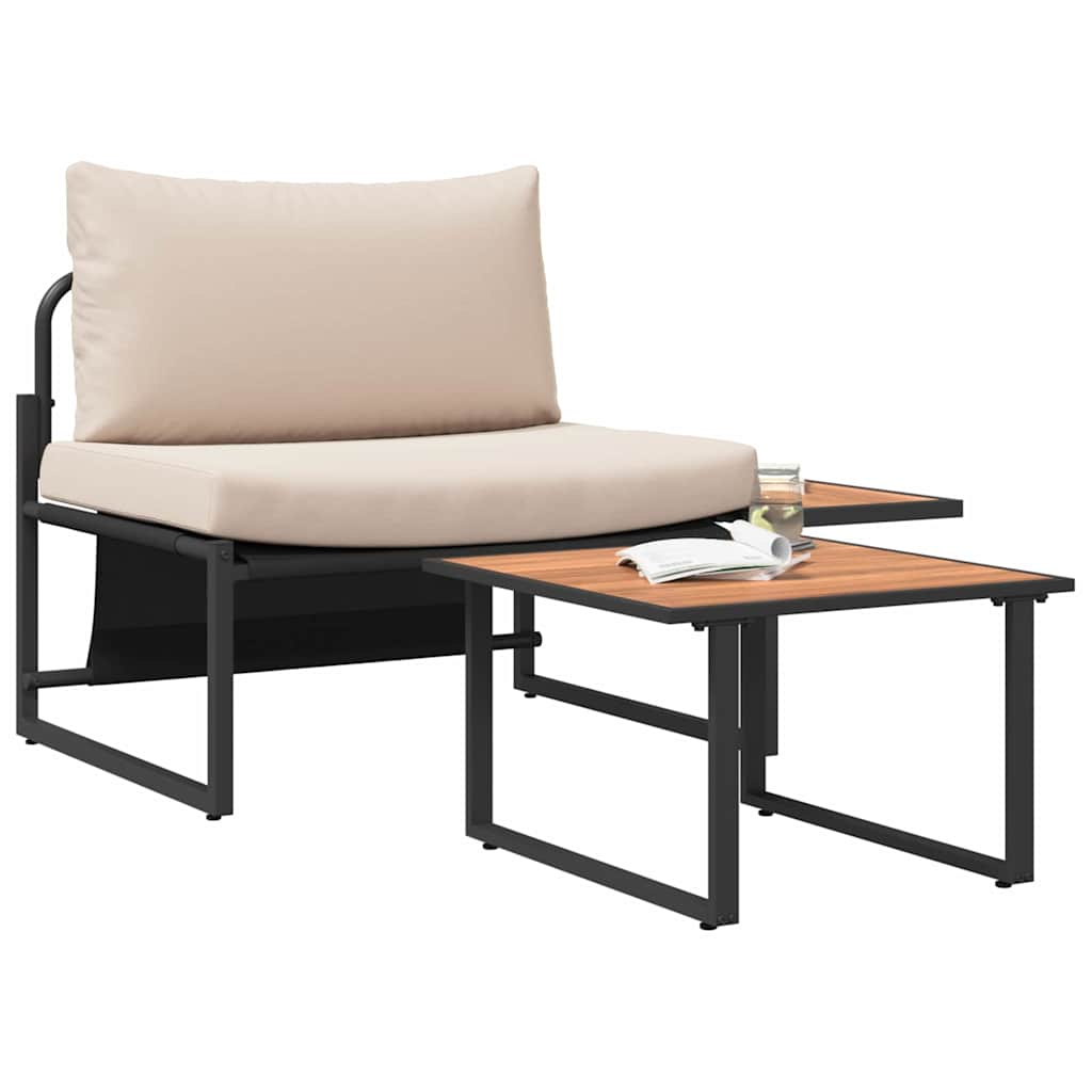 Conjunto de Sofá de Jardim 2 pcs Cinzento-acastanhado Aço