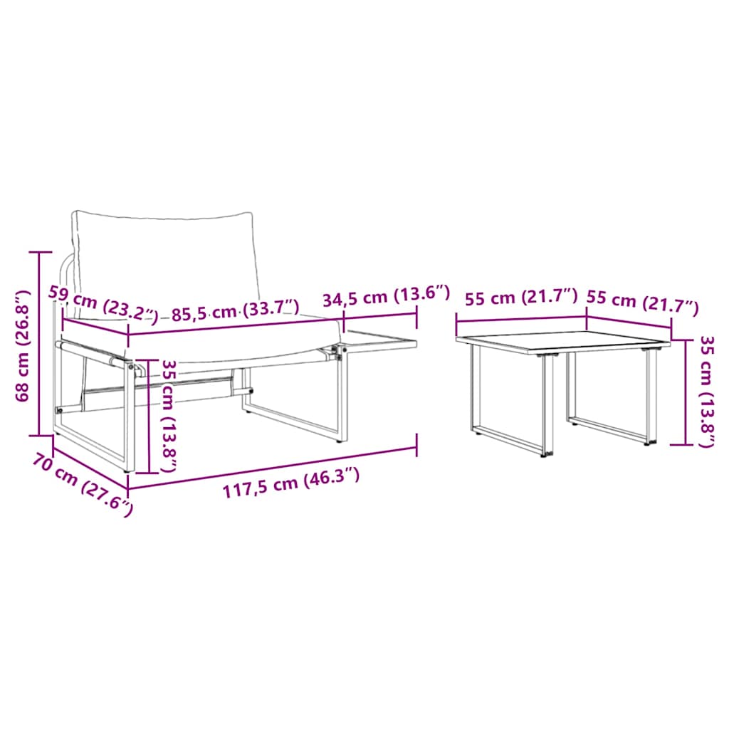 Conjunto de Sofá de Jardim 2 pcs Cinzento-acastanhado Aço