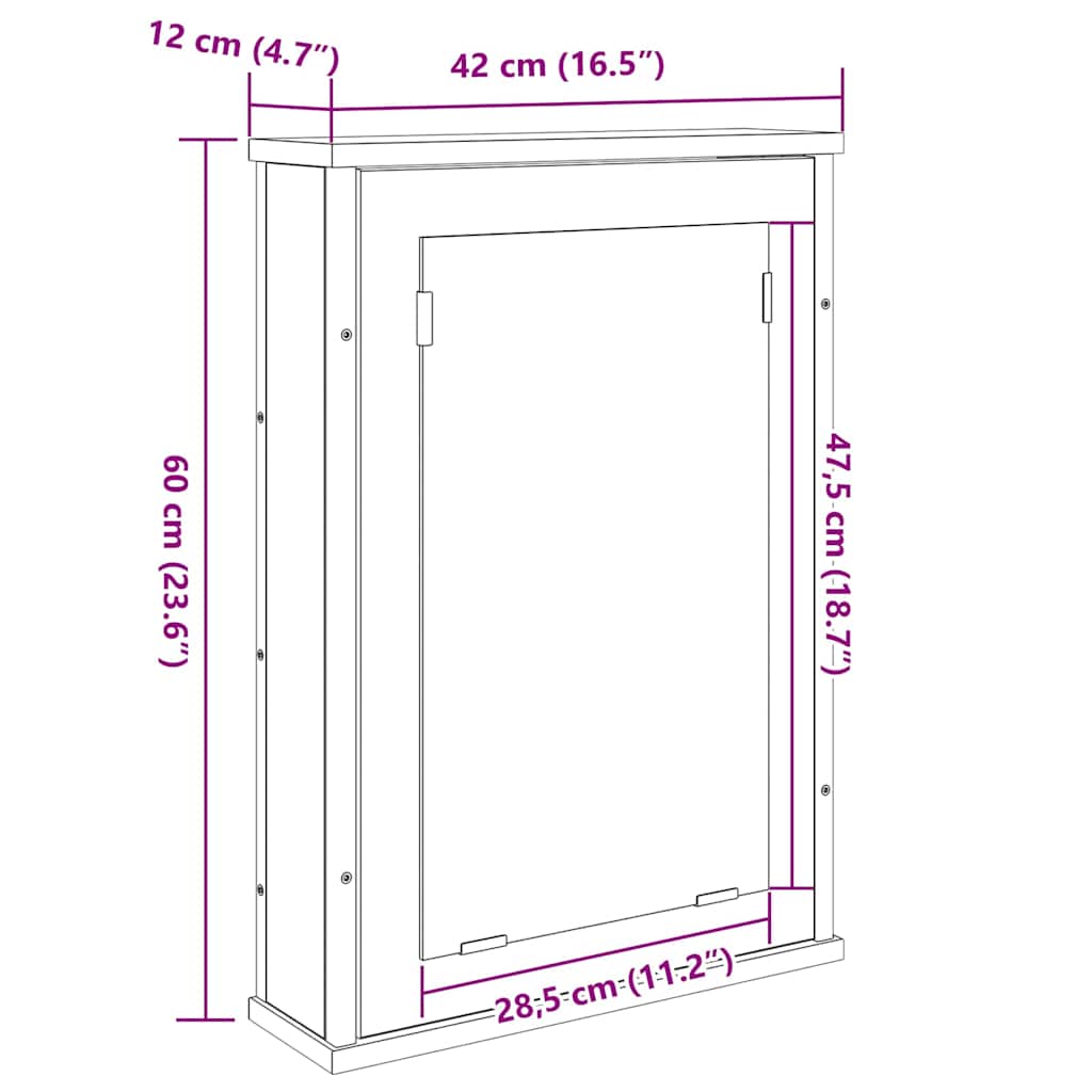 Armário de Espelho para Banheiro Castanho 42 x 12 x 60 cm