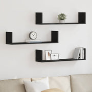Prateleiras de parede 3 pcs deriv. de madeira carvalho preto