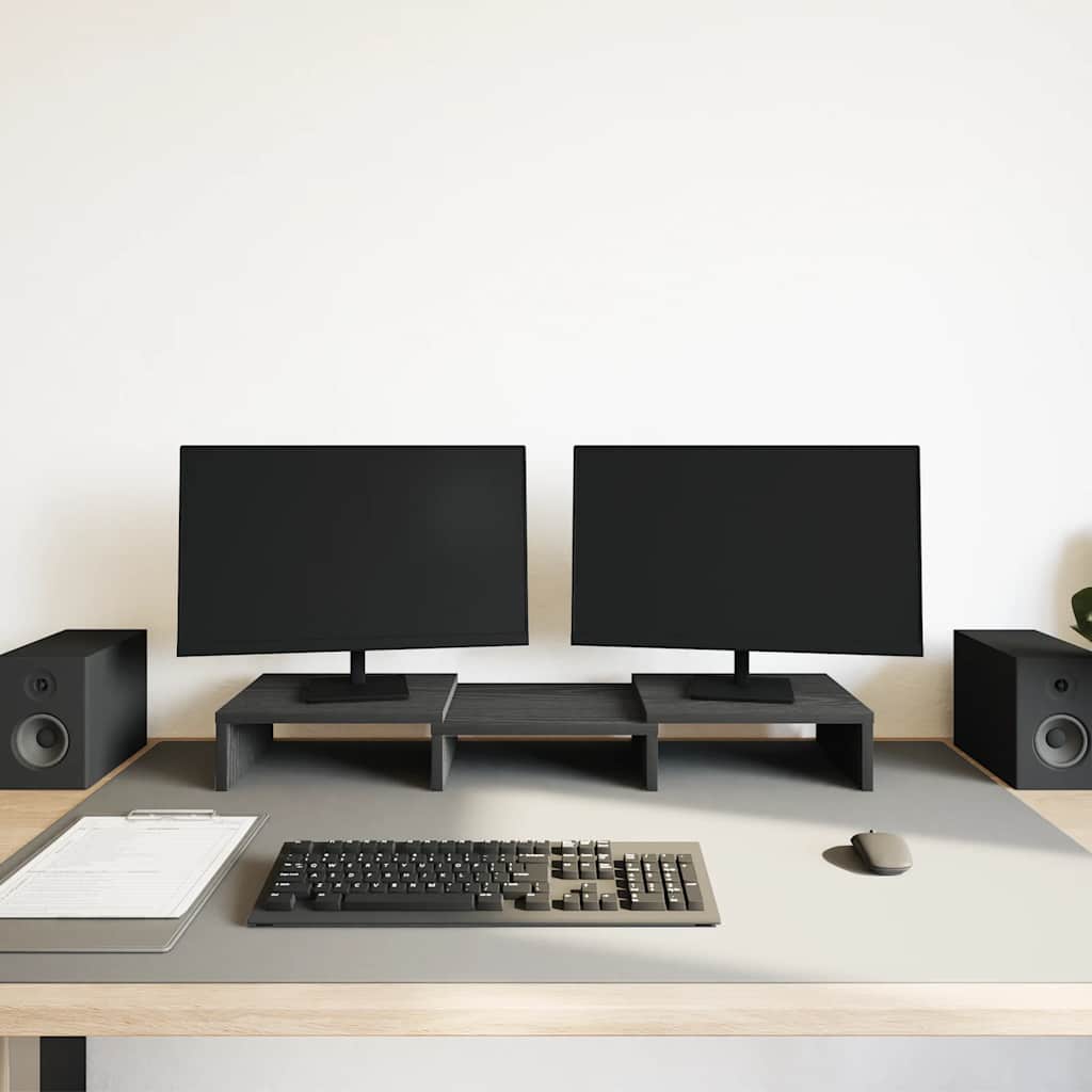 Suporte monitor ajustável derivados madeira carvalho preto