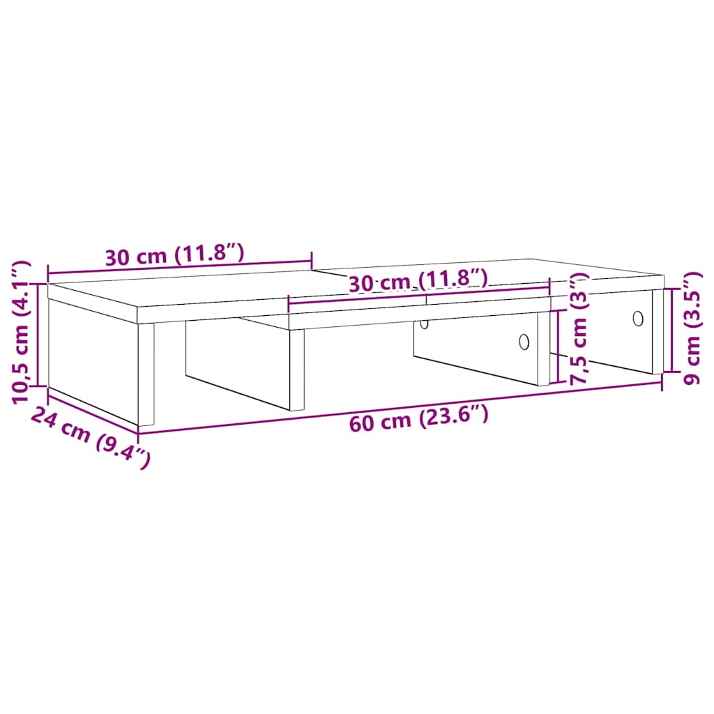 Suporte monitor ajustável derivados madeira carvalho preto