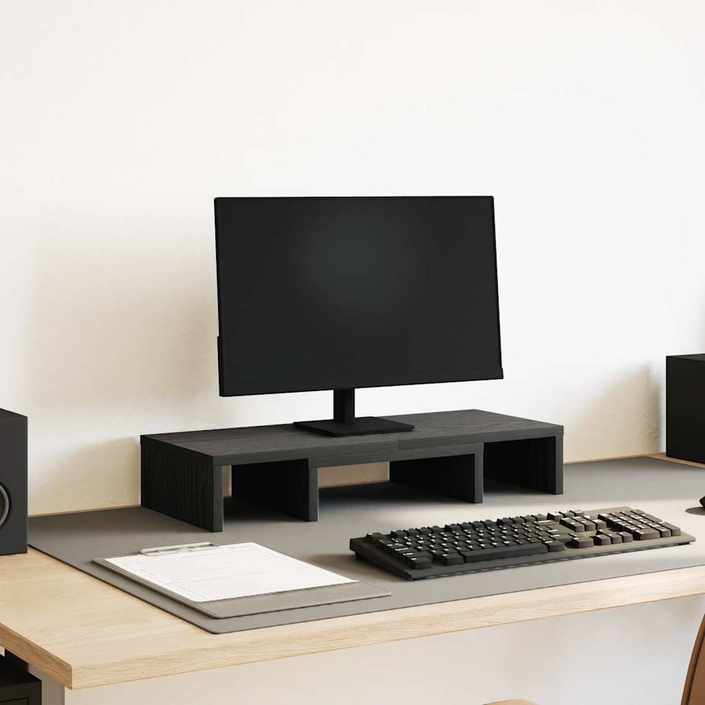 Suporte monitor ajustável derivados madeira carvalho preto