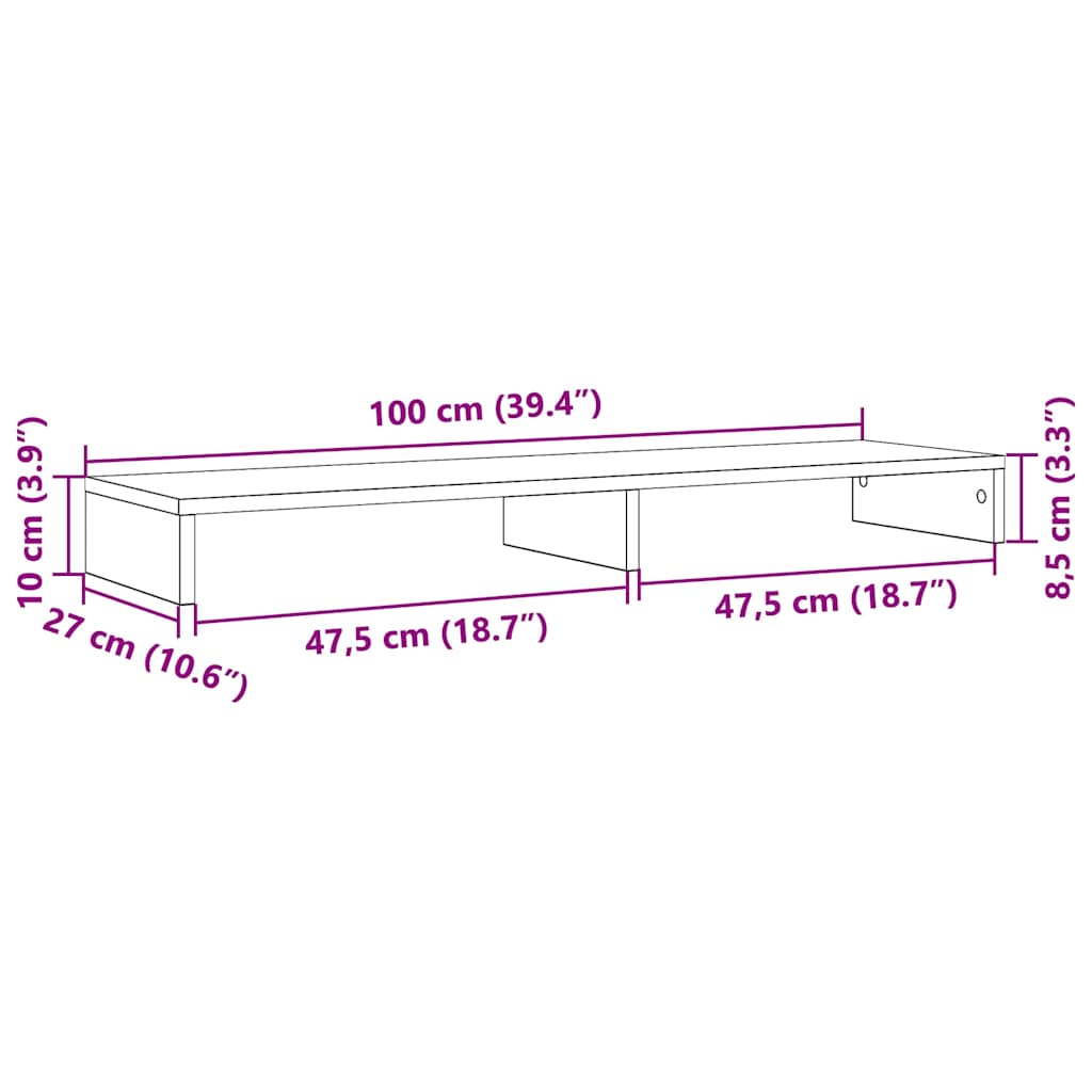 Suporte para monitor 100x27x10 cm deriv. madeira carvalho preto