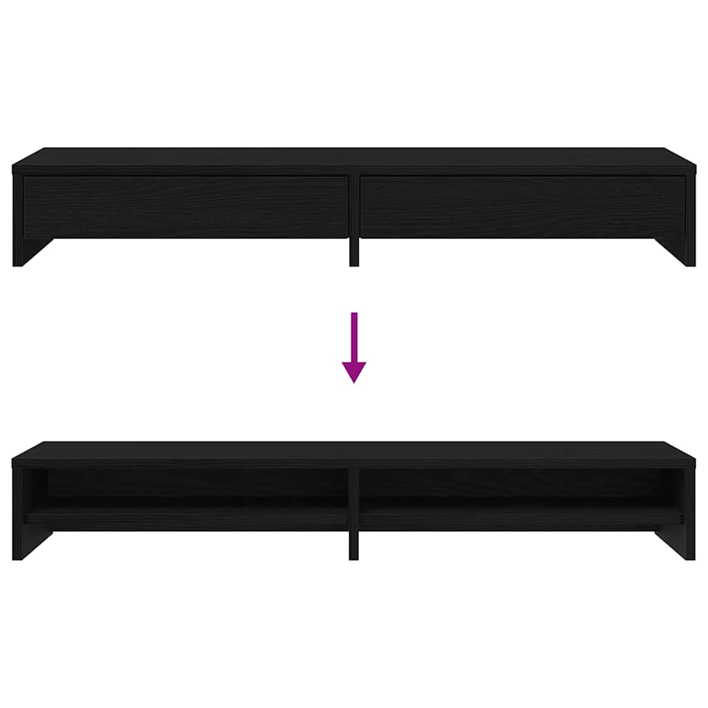 Suporte para monitor com gavetas deriv. madeira carvalho preto