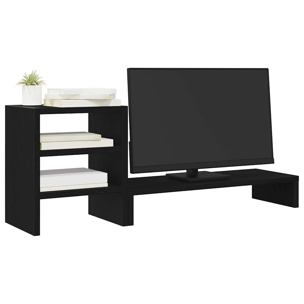 Suporte monitor c/ organizador secretária carvalho preto