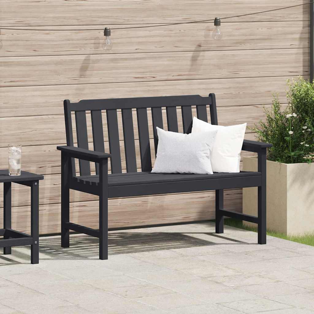 Banco de jardim com almofada Preto 120 x 59 x 88cm HDPE