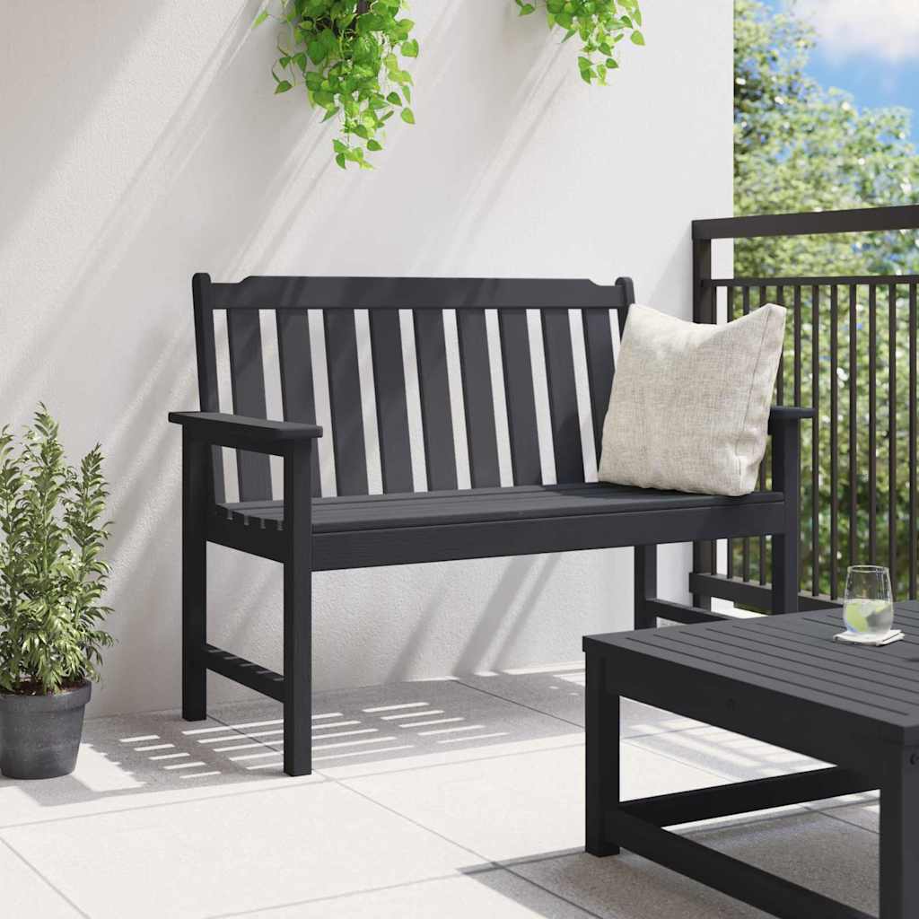 Banco de jardim com almofada Preto 120 x 59 x 88cm HDPE