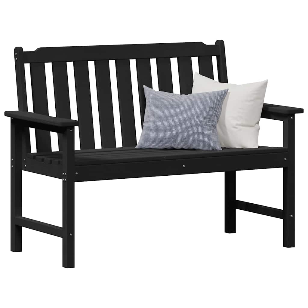 Banco de jardim com almofada Preto 120 x 59 x 88cm HDPE