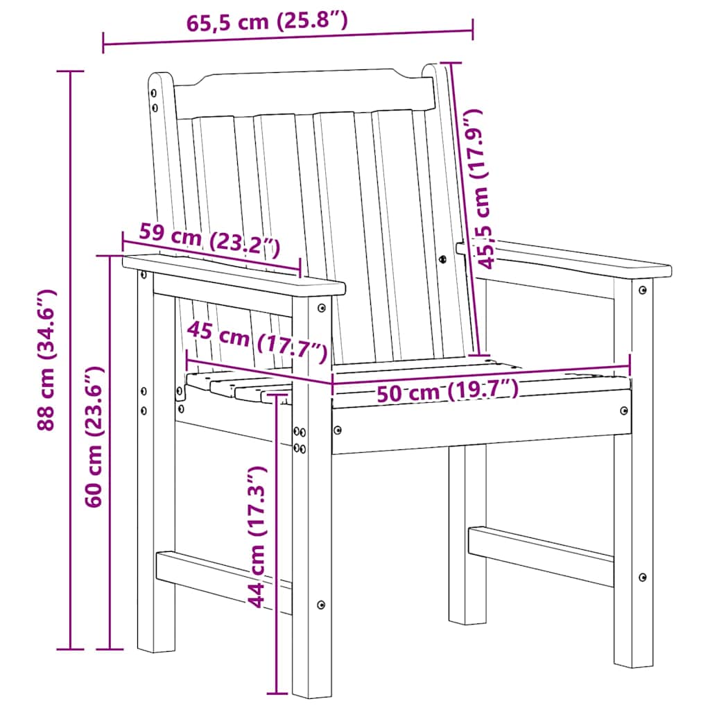 Cadeira de Jantar de Jardim 2 pcs Branco 65.5 x 59 x 88cm HDPE
