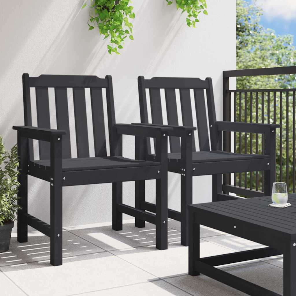 Cadeira de Jantar de Jardim 2 pcs Preto 65.5 x 59 x 88cm HDPE