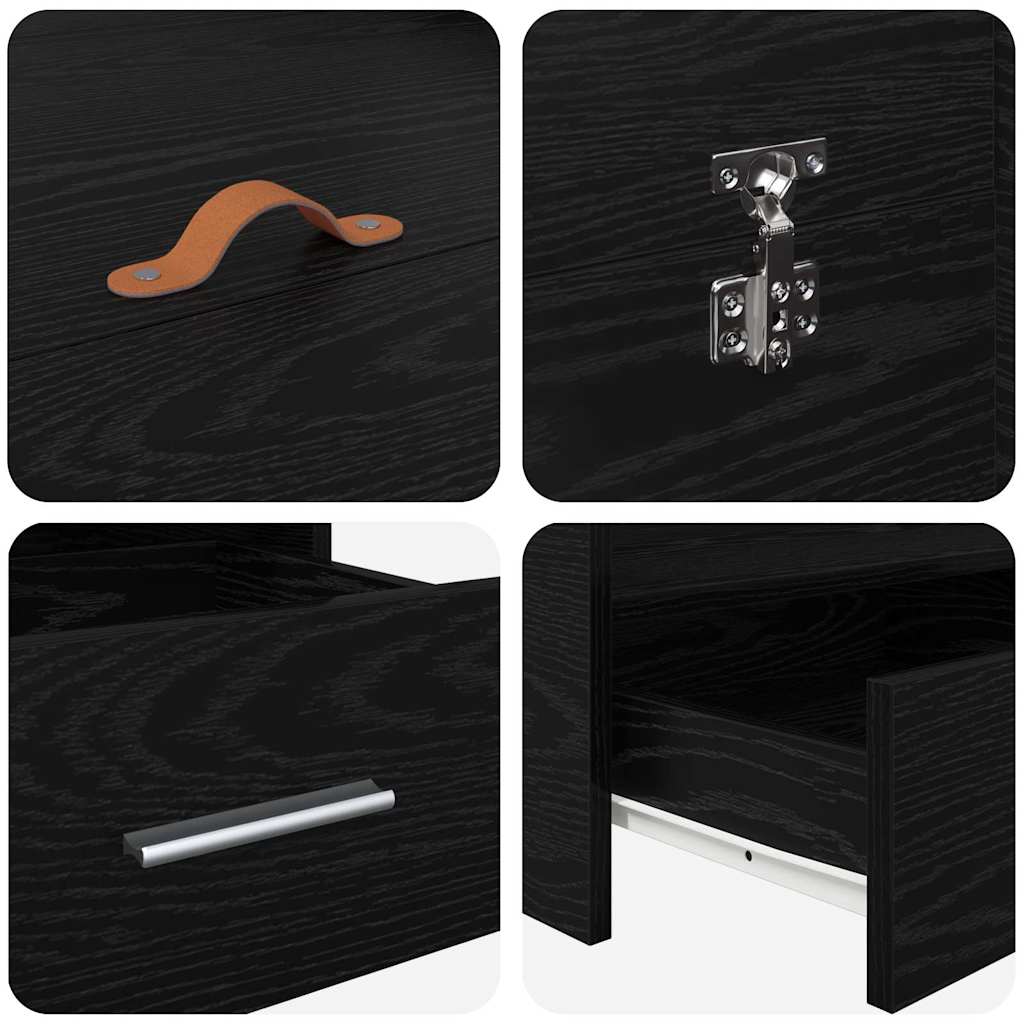 Estrutura de cama com arrumação Carvalho preto 135 x 190 cm