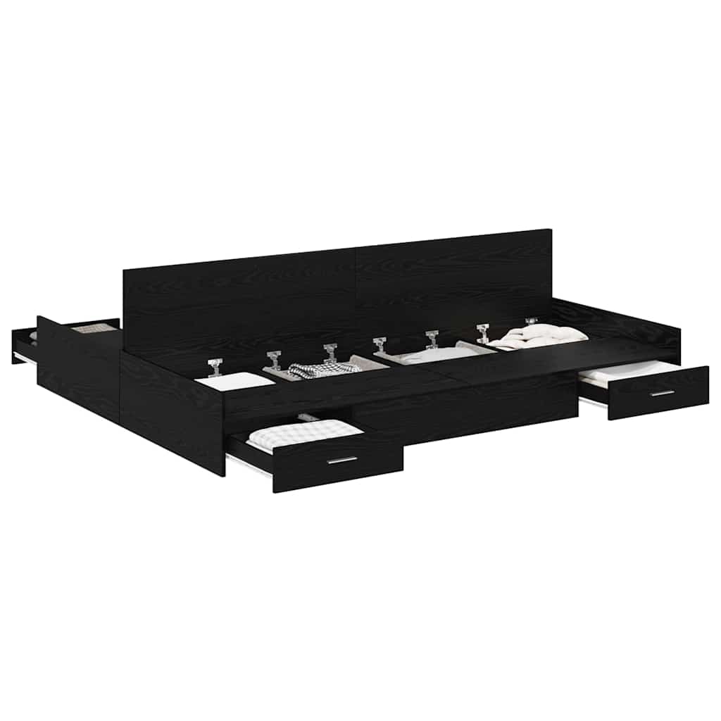 Estrutura de cama com arrumação Carvalho preto 135 x 190 cm