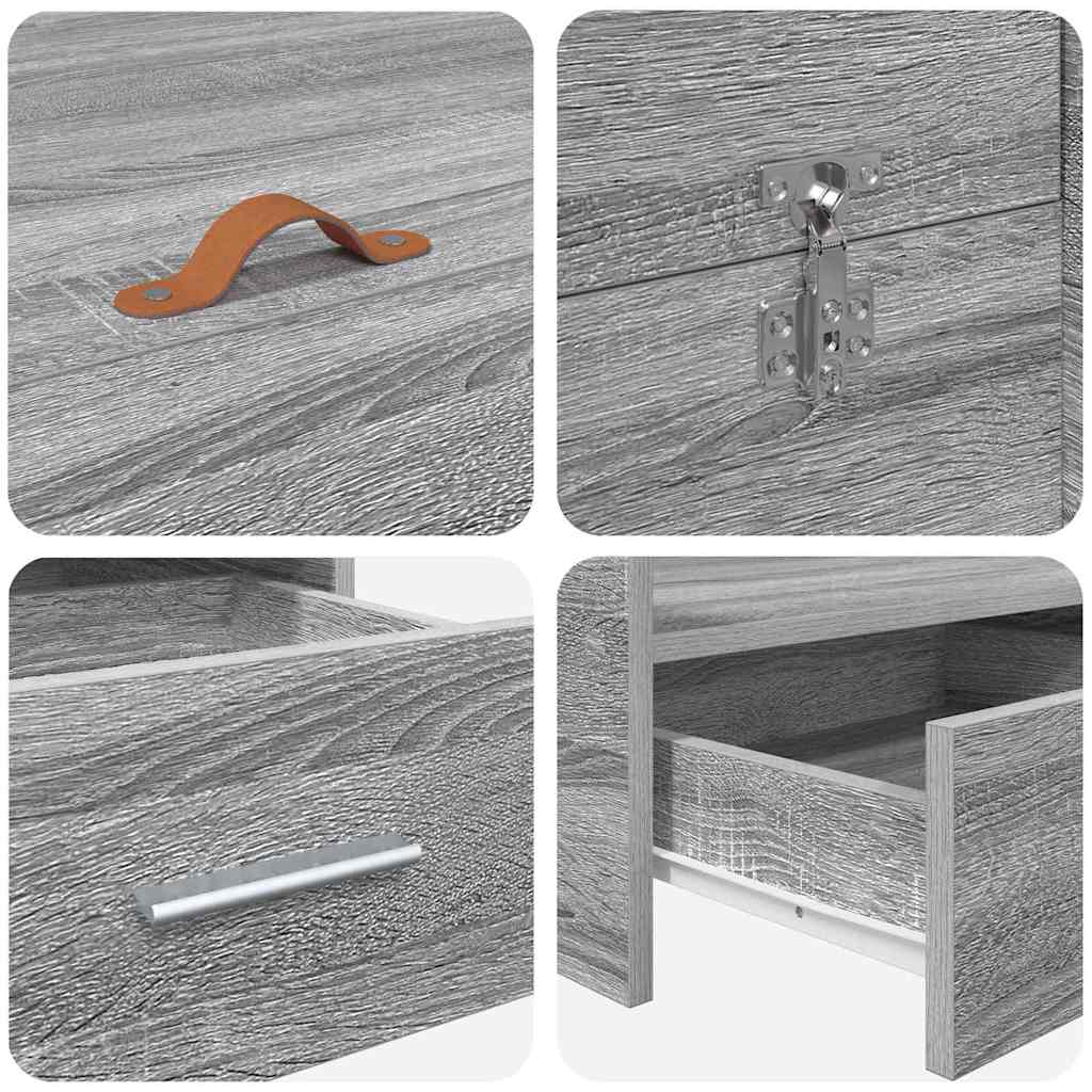 Estrutura de cama com arrumação Sonoma cinzento 135 x 190 cm