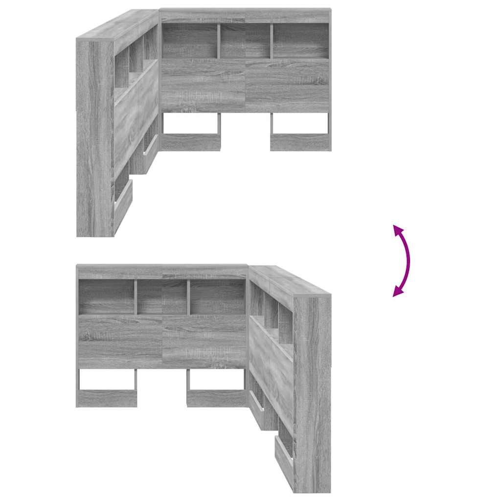 Cabeceira de armazenamento com prateleira Sonoma cinzento 80 cm