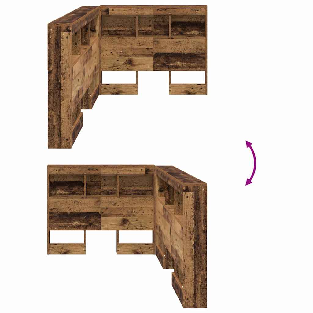 Cabeceira de armazenamento com prateleira Madeira antiga 100 cm