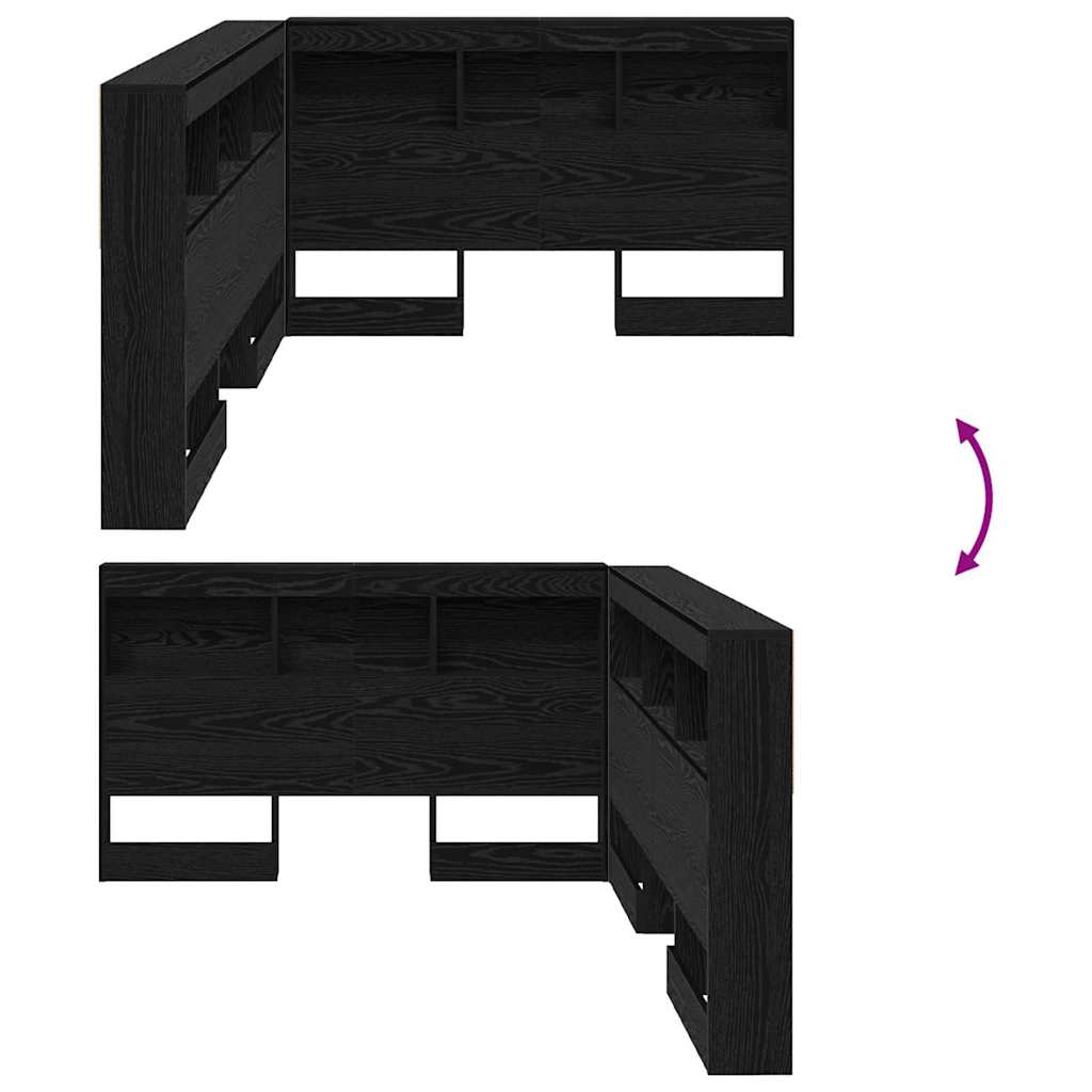 Cabeceira de armazenamento com prateleira Carvalho preto 120 cm