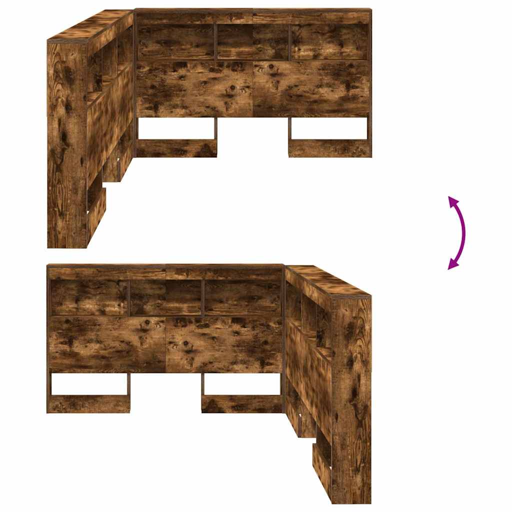Cabeceira de armazenamento com cabeceira Carvalho fumado 120 cm