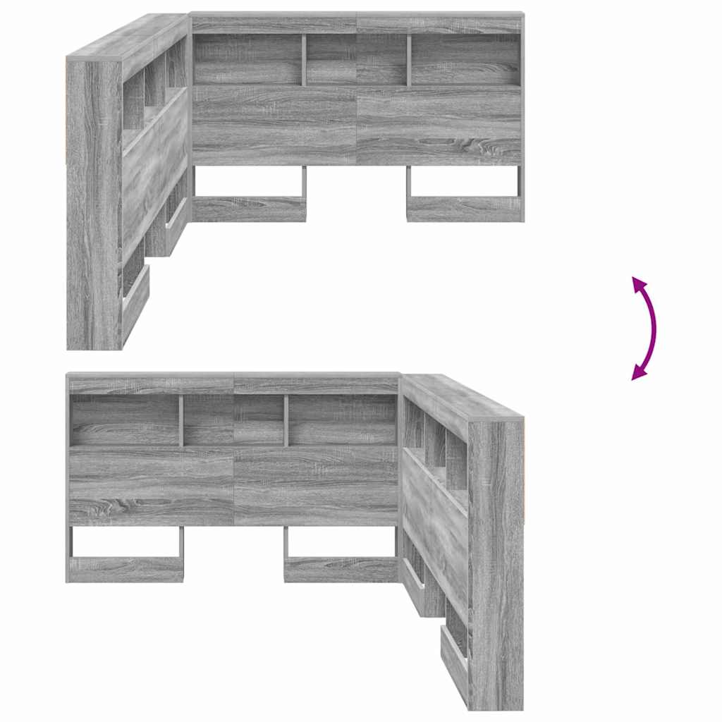 Cabeceira de armazenamento com cabeceira Sonoma cinzento 120 cm