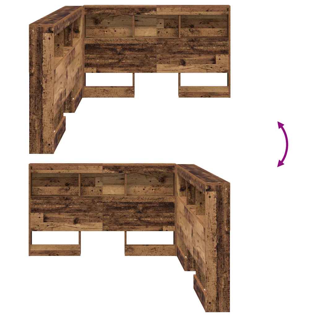 Cabeceira de armazenamento com prateleira Madeira antiga 120 cm