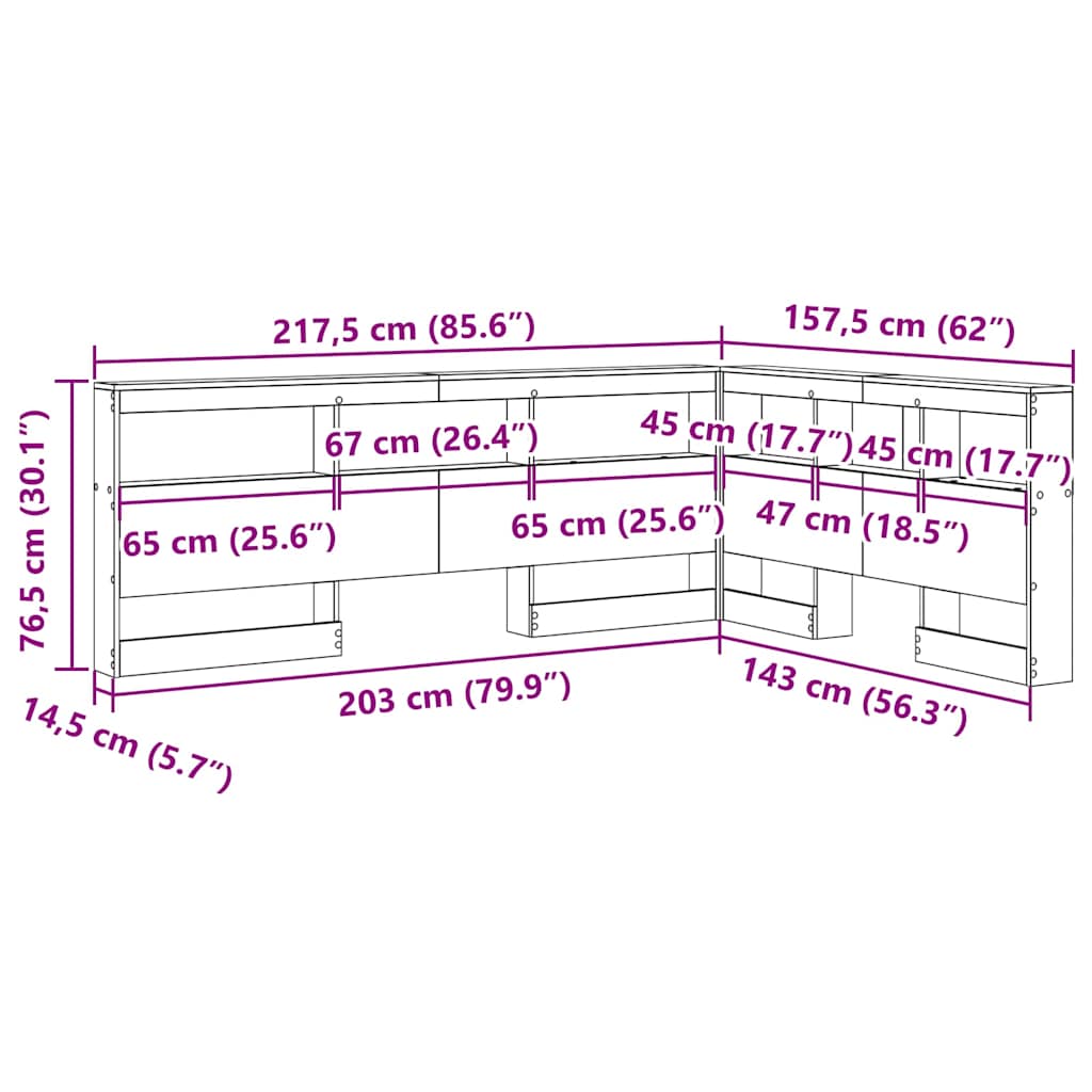 Cabeceira de armazenamento com cabeceira Carvalho sonoma 140 cm